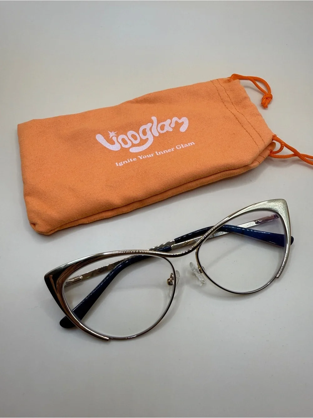 Vooglam Cat-Eye GoldenGlasses Frame, No prescription